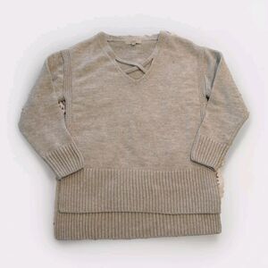 Loft Ann Taylor Thick Gray Cross V-neck Winter Sweater Size XL